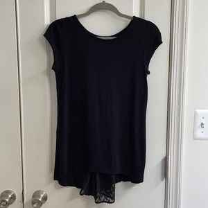 Black High Low T-Shirt With Sheer Back Panel